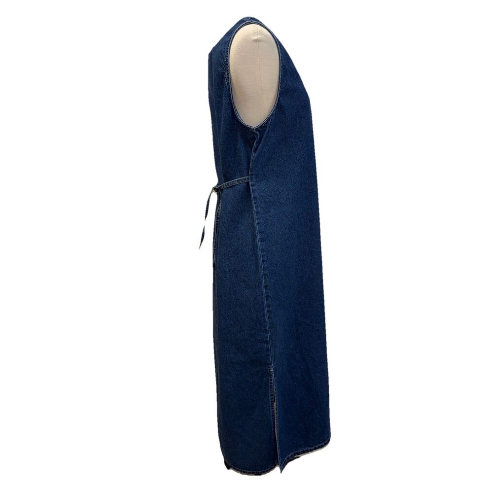 Nick & Sarah Blue Jean Denim Jumper Maxi Dress Med Side Flap Pocket Modest Boho - Picture 7 of 8